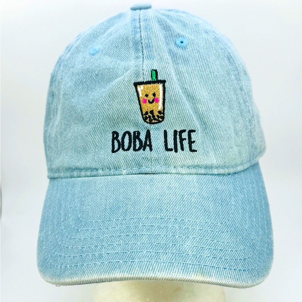 BOBA TEA / BOBA LIFE hat Denim adjustable cap 100% cotton Chokolids Strapback.